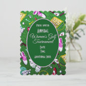 T-Shirt Time Girly Golf Green Turnier Einladung (Stehend Vorderseite)