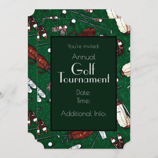 T-Shirt Time Golf Turnier - Grüne Einladung (Vorne/Hinten)