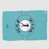 T-Shirt Time Golfer Spaß Sportmonogramm Aquamarin  Golfhandtuch (Horizontal)