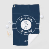 T-Shirt Time Golfer Spaß Sportmonogramm Blau Golfhandtuch (Insitu)