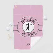 T-Shirt Time Golfer Spaß Sportmonogramm rosa Schwa Golfhandtuch (Insitu)