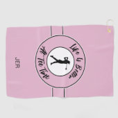 T-Shirt Time Golfer Spaß Sportmonogramm rosa Schwa Golfhandtuch (Horizontal)