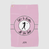 T-Shirt Time Golfer Spaß Sportmonogramm rosa Schwa Golfhandtuch (Vorderseite)