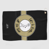 T-Shirt Time Golfer Spaß Sportmonogramm Schwarzes  Golfhandtuch (Horizontal)