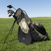 T-Shirt Time Golfer Spaß Sportmonogramm Schwarzes  Golfhandtuch (Gras)