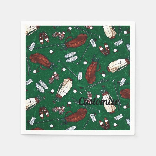 T-Shirt Time Green Golf Pattern Napkins Serviette (Vorderseite)