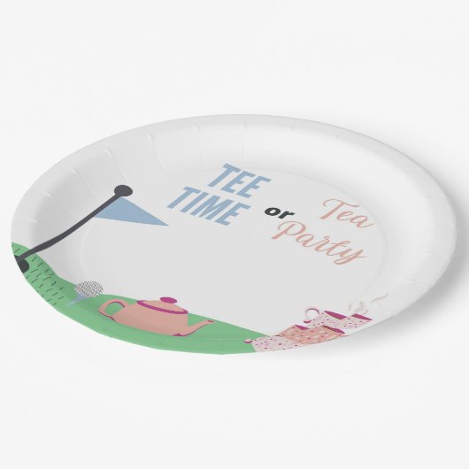 T-Shirt Time or Tea Party Gender Reveal Paper Tell Pappteller (Schrägansicht)