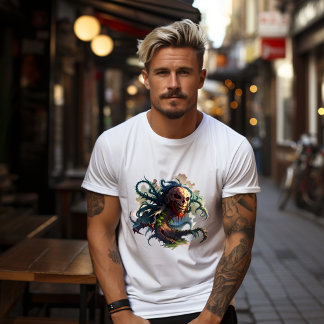T-Shirt Totenkopf mit Tentakel-Wurzeln