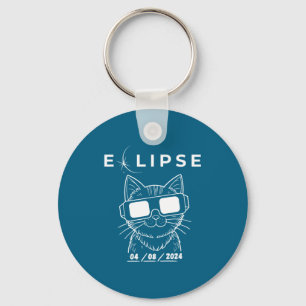 T-Shirt tragende Sonnenfinsternis-Katzenbrille Kat Schlüsselanhänger