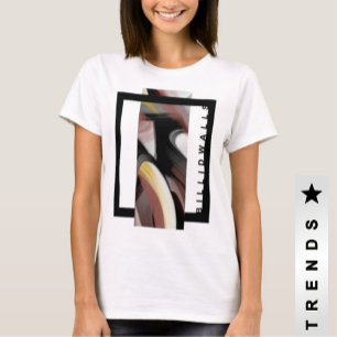 T - Shirt Trend Abstrakt Art Schwarz-weiß Powdery