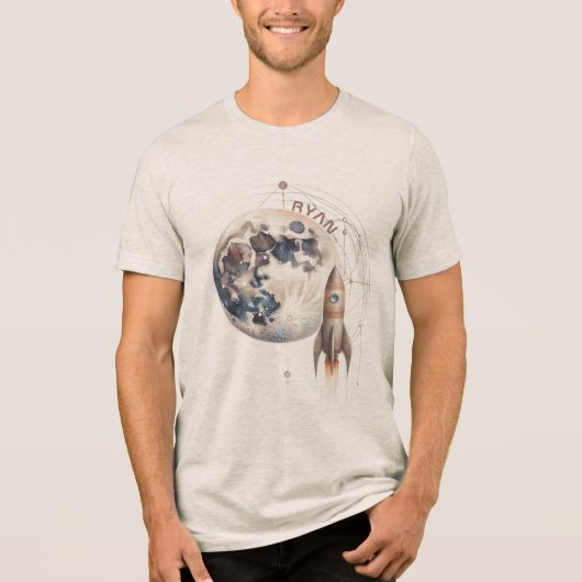 T - Shirt-Tri-Blend-Shirt für Rocket-Grafikname Tri-Blend Shirt (Vorderseite)