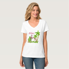 T - Shirt Tropischer Flamingos und Blume