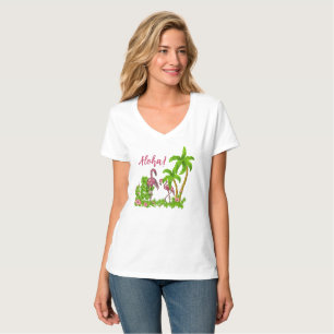 T - Shirt Tropischer Flamingos und Blume