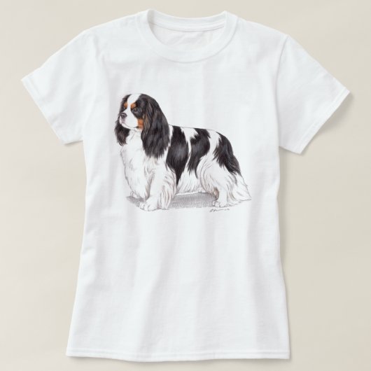 T-Shirt: unbekümmerter König Charles Spaniel T-Shirt (Design vorne)