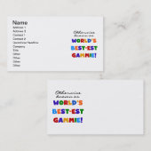 T - Shirt und Geschenke der weltbesten Gammie Visitenkarte (Vorne/Hinten)