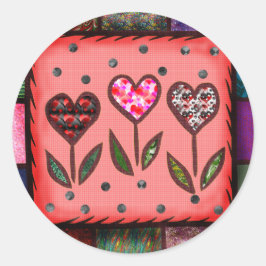 T - Shirt und Geschenke für gequiltete Herzen Runder Aufkleber