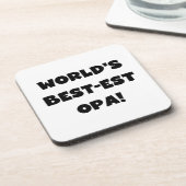 T - Shirt und Geschenke für Opa Black Text weltwei Untersetzer (Linke Seite)