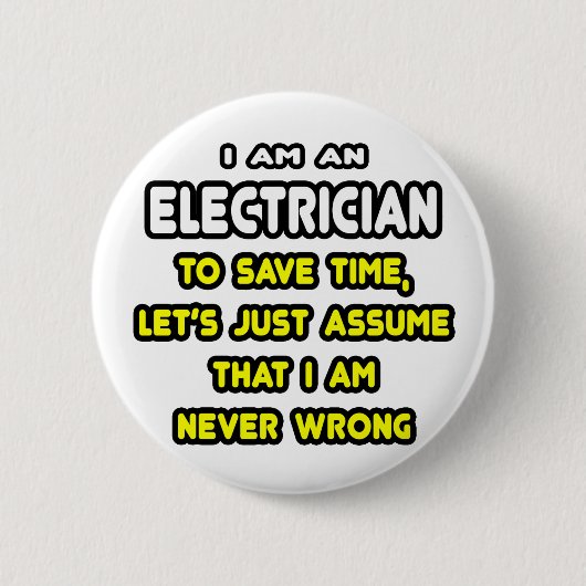 T - Shirt und Geschenke von Funny Electrician Button (Vorderseite)