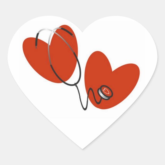 T - Shirt und Geschenke von Herz und Stethoskop Herz-Aufkleber (Vorderseite)