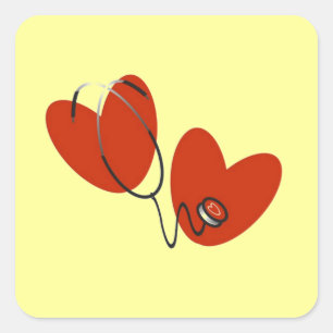 T - Shirt und Geschenke von Herz und Stethoskop Quadratischer Aufkleber