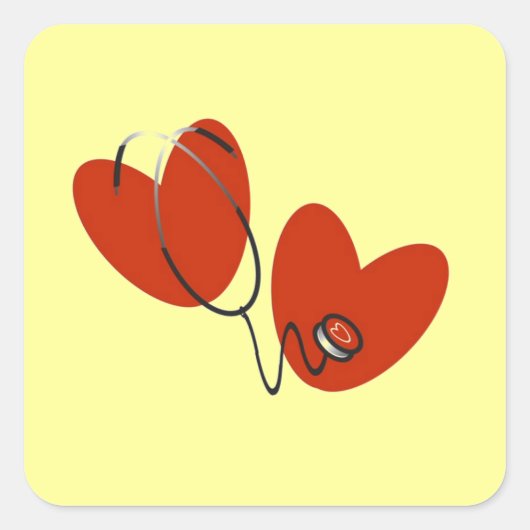 T - Shirt und Geschenke von Herz und Stethoskop Quadratischer Aufkleber (Vorderseite)