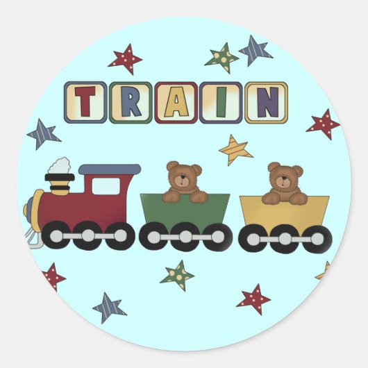 T - Shirt und Geschenke von Teddy Bear Train Runder Aufkleber (Vorderseite)