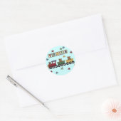 T - Shirt und Geschenke von Teddy Bear Train Runder Aufkleber (Umschlag)