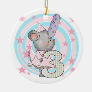 T - Shirt und Geschenke zum 3. Geburtstag der Maus Keramik Ornament