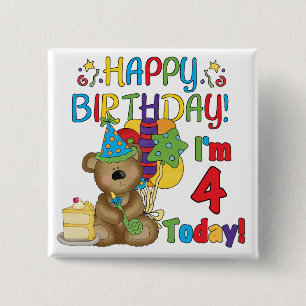 T - Shirt und Geschenke zum Geburtstag Teddy Bär 4 Button