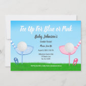 T-Shirt Up Blue oder Pink Golf Gender Reveal Baby  Einladung (Vorderseite)