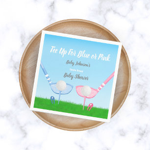 T-Shirt Up Blue oder Pink Golf Gender Reveal Baby  Serviette