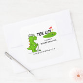 T-Shirt Up Remüde Golf Dinosaurier Player Comic Quadratischer Aufkleber (Umschlag)