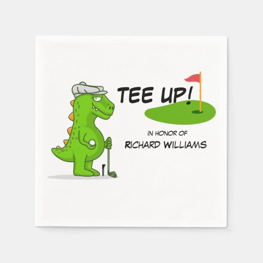 T-Shirt Up Remüde Golf Dinosaurier Player Comic Serviette (Vorderseite)