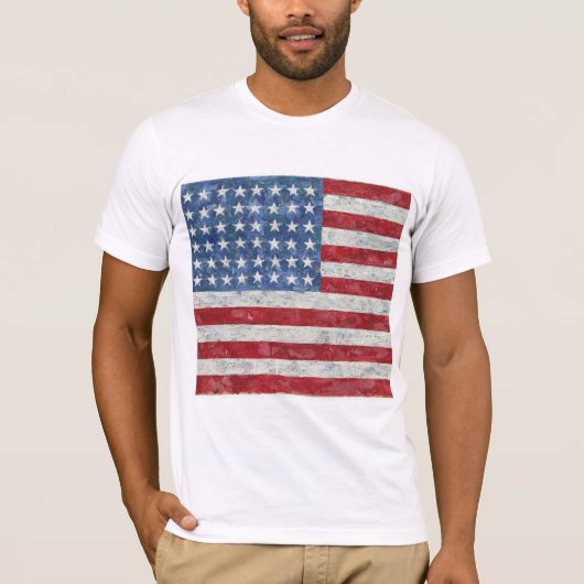 T - Shirt - US-Flag Hand bemalt (Vorderseite)