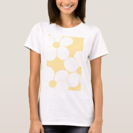 T - Shirt von Frauen mit Buttergelbem Blumendruck