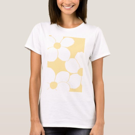 T - Shirt von Frauen mit Buttergelbem Blumendruck (Vorderseite)