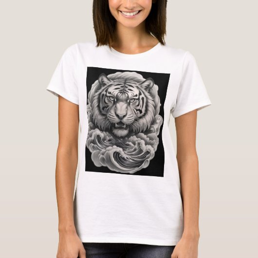 T - Shirt von Frauen mit einem rauschenden Tiger i (Vorderseite)