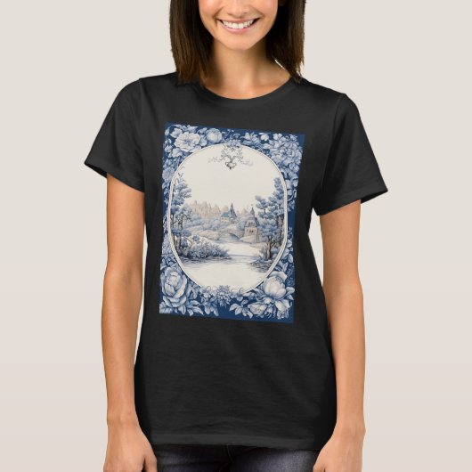 T - Shirt von Frauen mit französischem Blumenmuste (Vorderseite)