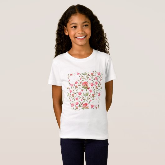T - Shirt von Kindern mit Aquarellblumen - fett (Vorne ganz)