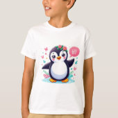 T - Shirt von Kindern mit Niedlicher Pinguinschrif (Vorderseite)