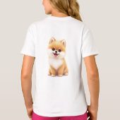T - Shirt von Mädchen (ein bezaubernder Spitz-Welp (Rückseite)