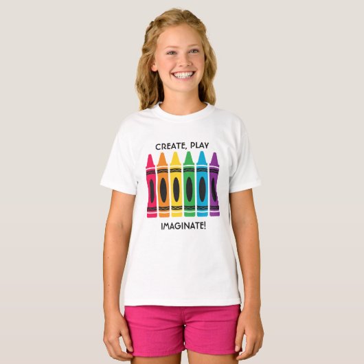 T - Shirt von Mädchen mit Crayon Design Custom Tex (Vorne ganz)