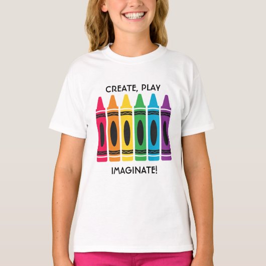 T - Shirt von Mädchen mit Crayon Design Custom Tex (Vorderseite)