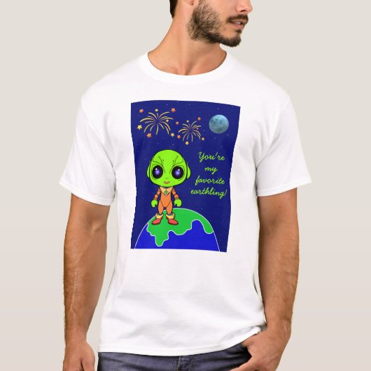 T - Shirt von Männern mit Alien und Feuerwerken vo (Vorderseite)