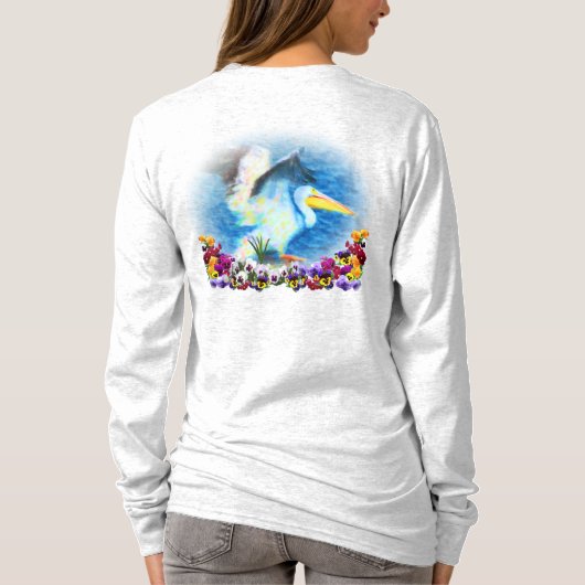 T - Shirt von Stiefmütterchen und Pelikanen (Rückseite)