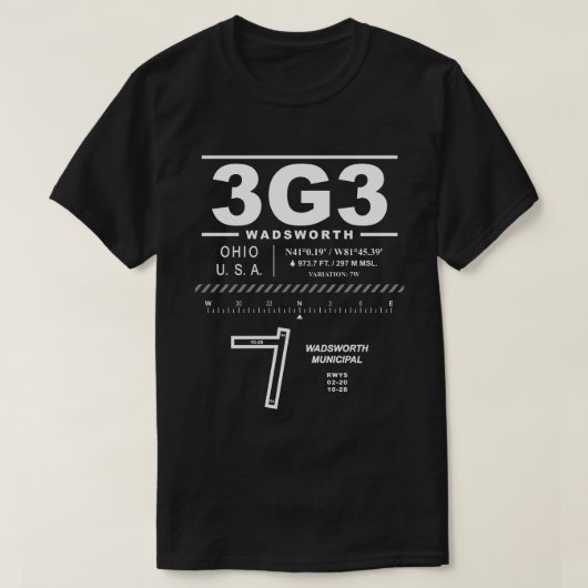 T - Shirt Wadsworth Municipal Airport 3G3 (Design vorne)