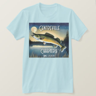 T - Shirt Walleye Pike, Water and Moon