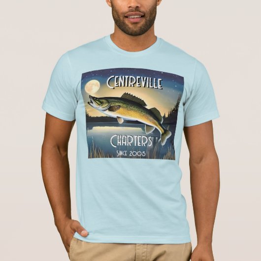 T - Shirt Walleye Pike, Water and Moon (Vorderseite)