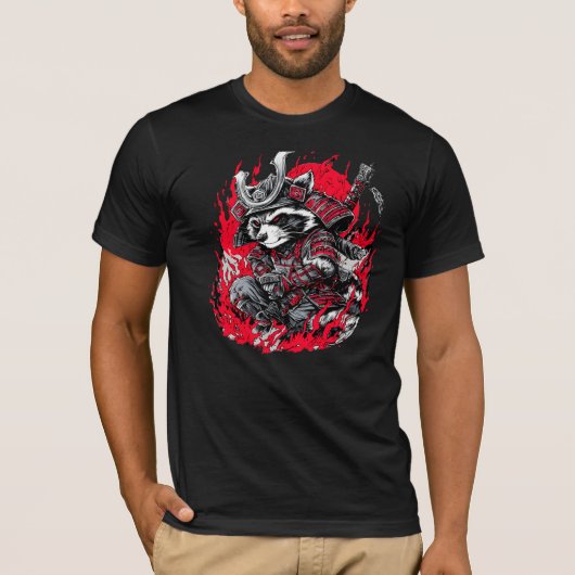 T-Shirt Waschbär Samurai Rebellion78  (Vorderseite)