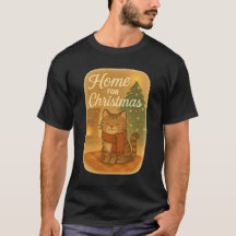 T-Shirt Weihnachten zu Hause (Katze im Schal)